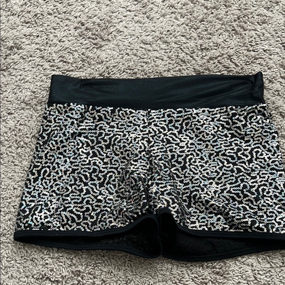Ingenue Silver & Black Sequin Dance Shorts